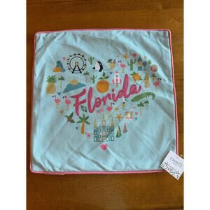 NWT Blue Florida pillow cover - 20 x 20 - summer - heart - Thro Studio